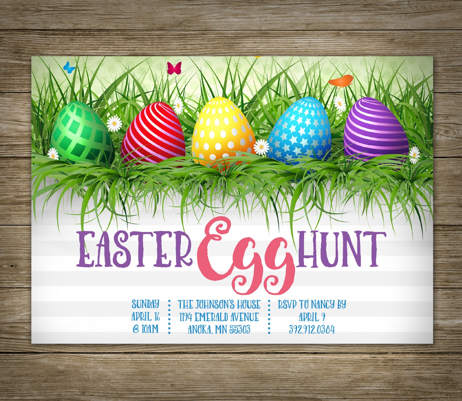 Easter Egg Hunt Invitation Easter Party DIY Printable Easter