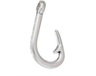 Silver hook (B60) fishing hook charm