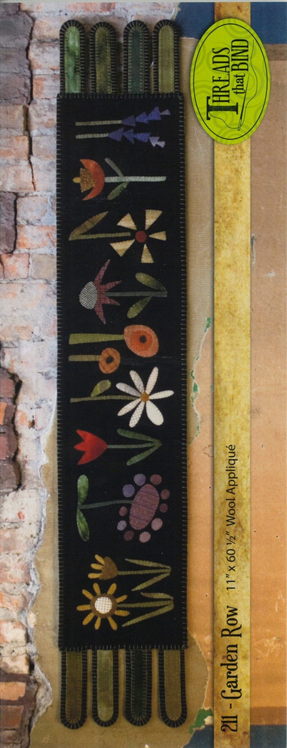 Garden Row Wool Applique Penny Rug Pattern by Threads that