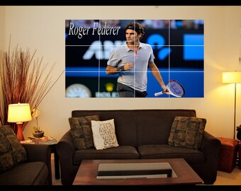 Roger Federer Tennis Player Poster - Large Mosaic Tile Effect Wall Art Poster