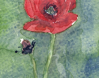 watercolor painting- Poppy- flower art print