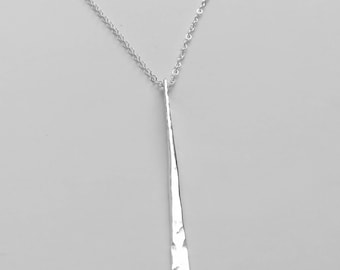 Silver Vertical Bar Pendant Necklace - Everyday Silver Jewelry - Sterling Silver Bar Necklace