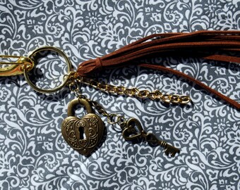 Key Chain, clip-on bag, or zipper charms, tassel 4.5” total length 7.5"