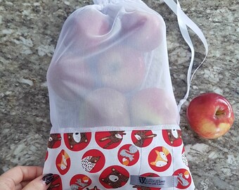 Sac à fruits et à légumes écologique lavable / Zero déchet / Vrac / Ecological and washable fruits and veggies bag / Bulk /Zero waste