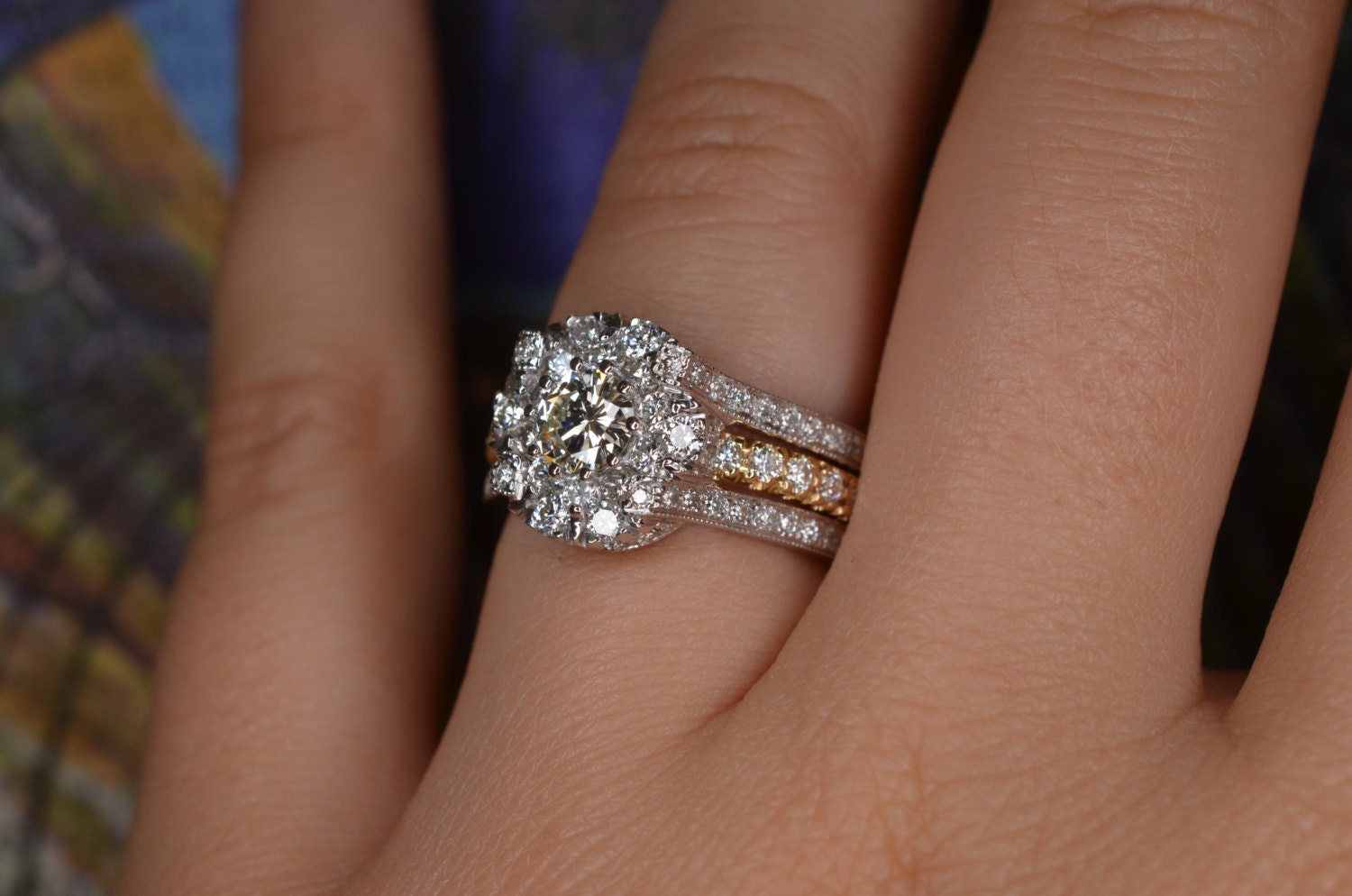 InsertStyle Wedding Ring and Eternity Band Set 18K White and