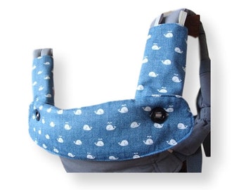 Ergo 360 BIB, Ergo Adapt, Drool pads,,Teething Bib, Suck Pads, Bab Carrier Accessory, Blue Denim Print, Whale, Waterproof, Nautical,