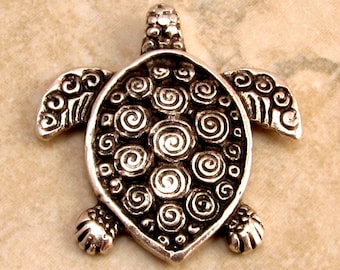 Mykonos Casting Turtle Pendant, Antique Silver M140
