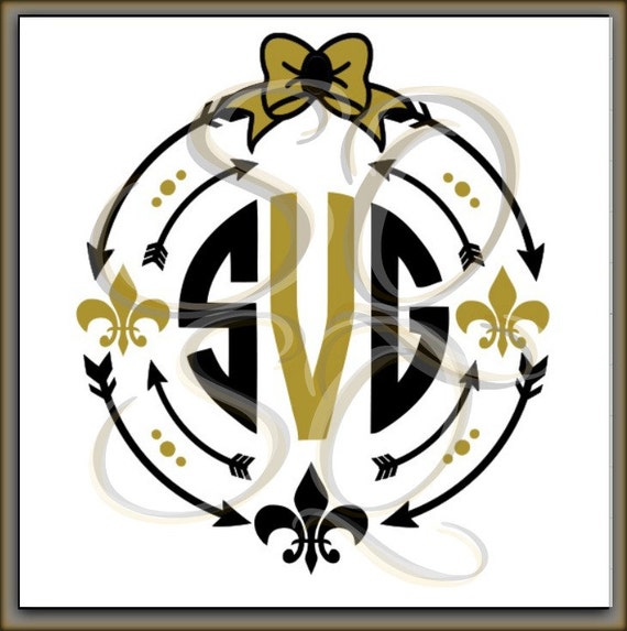 Download Fleur Des Lis SVG Saints Mardi Gras Monogram Circle Arrow