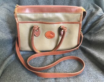Vintage Dooney & Bourke All Weather Leather Tan Hand Bag Shoulder Purse