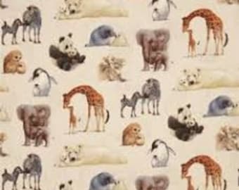 Animal moms and babies for Elizabeths Studio, animal fabric, novelty cotton, quilting fabric, 43" wide, 100% cotton - By the half yard
