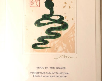 Year of the Serpent card printed in rice paper