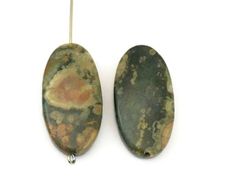 2 Rhyolite stone beads/ 15 mm x 30mm #PP 291