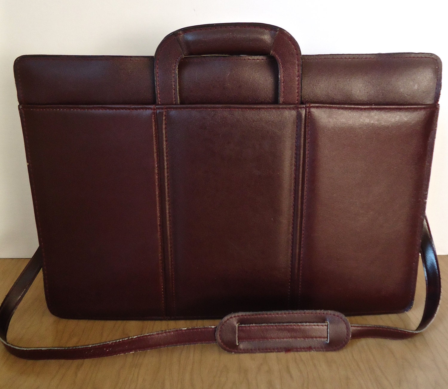 burgundy leather briefcase