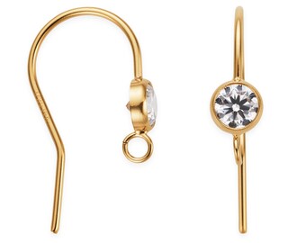 1 Pair, 2 Pcs 14K Gold Filled CZ Earwires (GF4001421)