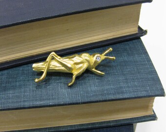 RARE Vintage Givenchy Paris Gold Tone Grasshopper Brooch