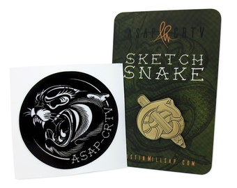 Sketch Snake Enamel Pin / Sticker Combo