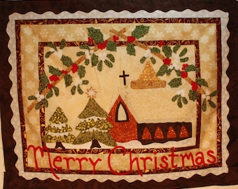 Quilt Kit - Vintage Postcard + Merry Christmas Wall Hanging