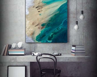 Large ABSTRACT Print of Painting, Blue Painting Print, Giclee Print, Coastal Painting, Teal Wall Decor Gift for Women Gift for Mom