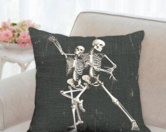 Dancing Skeletons Halloween Pillow
