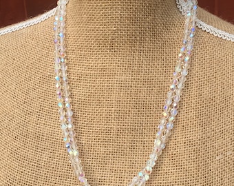 Aurora Borealis glass beaded long necklace