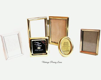 Mixed Picture Frame Lot, Brass / Folding