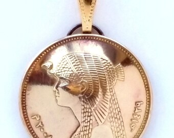 Pharaoh Tutankhamun Egyptian Coin Pendant Gold Silver King Tut