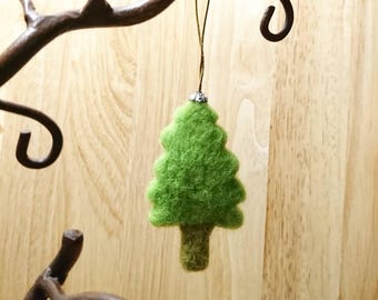 Cute needle felted Christmas tree / pine tree ornament.