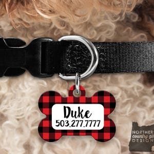 Custom Dog Tag for Dogs Dog ID Tags Personalized Pet Buffalo Plaid Pet Tag Pet Tags Pet ID Tag Pet id Tags for Dog Tag ID Dog Tag Dog Tags