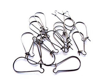 Gunmetal Kidney Ear Wires - 10 Pairs - 13-9