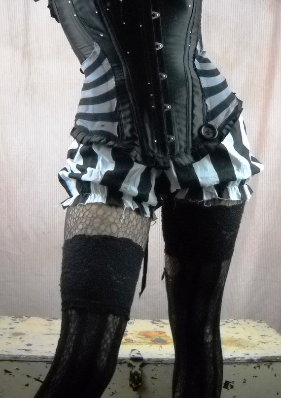 Mini Micro Bloomers 1 1/2 inch Black and White Bold Stripes Mini Micro Bloomers 1 1/2 inch Black and White Bold Stripes