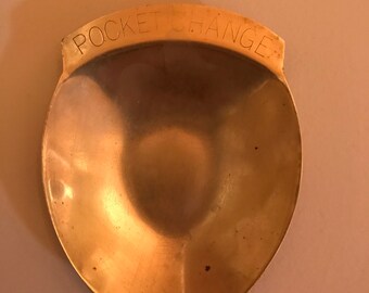 Vintage Brass Pocket Change Dish, Pocket Change, Vintage Brass Dish, Vintage Trinket Dish, Brass Catchall