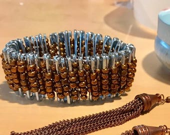 Bronze Safety Pin Bracelet