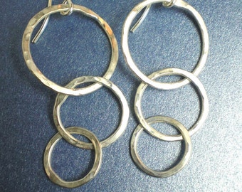 Fine Silver Hammered Hooplah - Trio Descending