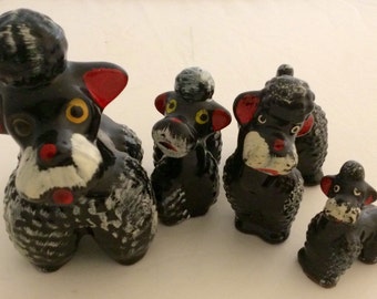 Vintage Redware pottery poodles 4