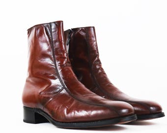 Vintage Brown Leather Minimalist Chelsea Ankle Boots size 9.5 US MENS