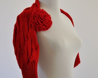 Red Shrug Bolero Bridal Shrug Wedding Jacket Cardigan Sweater Elegant Handmade MADE TO ORDER