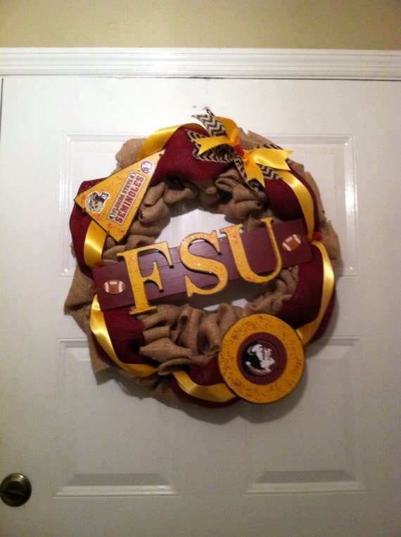 Seminoles Fsu burlap wreath,Fsu Football wreath,Colligate wreaths,Noles wreath,Burlap Noles wreath,Burlap FSU Wreath,FSU football wreath