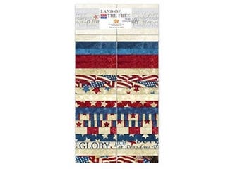 Northcott Fabric Land of Free Patriotic Flag Blender 40 2.5" Jelly Roll Strips