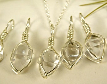 NY Herkimer Diamond Crystal - A+ Grade 7x10 mm New York Herkimer Diamond Crystal Pendant- Herkimer Diamond Jewelry - Herkimer Jewelry