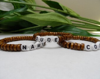 Boys custom wooden stretchy bracelets, boy bracelets, boys party favors, custom bracelets,kids bracelets,personalized bracelets