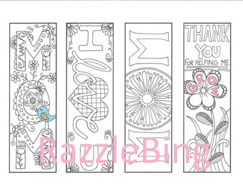 DIY Bookmark Printable Coloring Page-Zentangle inspired