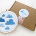 Modern Sampler Embroidery Kit, Clouds Embroidery Kit, Contemporary Needlework Kit, DIY Nursery Decor, DIY Gift For Her, Hoop Art Set