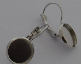 6 supports for cabochons 12mm Platinum earrings