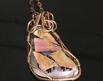 Copper Wire Wrapped Pendant Dichroic Glass Pendant Fused Glass Pendant Item 1577