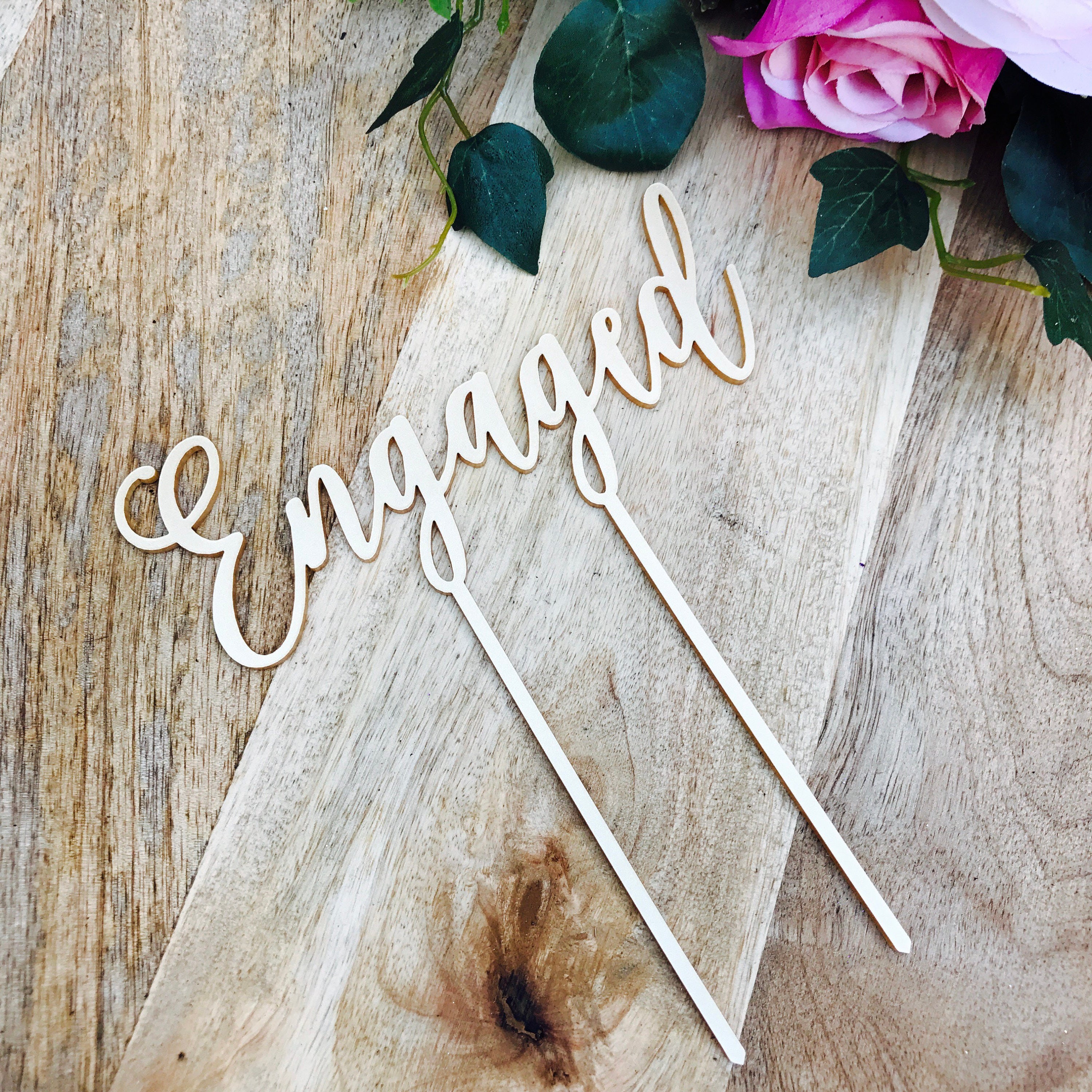 Engaged cake topper by Sugarboo personalized cake toppers we