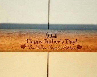Personalized Laser Engraved wood rolling pin Grandpa Father's day kitchen Gift