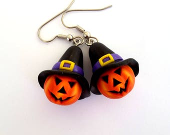 Halloween Eerrings, Jack O Lantern Earrings, Pumpkin Earrings