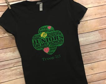 Personalized With Troop Number Girl Scout JUNIOR Shirt adult or child