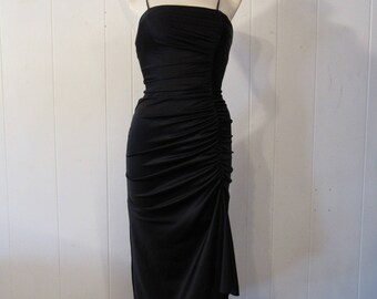 Vintage dress, 1970s dress, Disco dress, black dress, vintage clothing, small