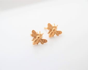 Gold Bee earrings studs Bumble Bee Earrings honey bee Studs Tiny Honeybee Stud Earrings